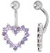 Heart Shaped Belly Button Ring with Amethyst Cubic Zirconia on Sterling Silver Setting