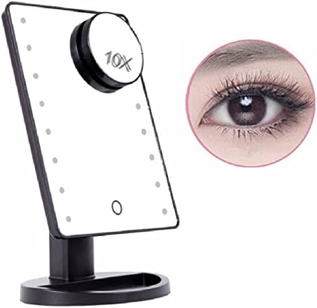 Taygate Touch Screen LED Lighted Makeup Mirror, Travel and Home 180 Degree Free Rotation Vanity Mirror with Portable 10x Magnification Spot Mirror