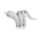 SNAKE RING WITH WHITE CZ AND GREEN EYES