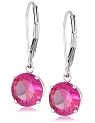 10k Gold Round Gemstone Dangle Earrings