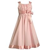 Bonnie Jean Girls Pink Linen Easter Flower Girl Spring Dress 7-16