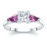 1.40 CT RADIANT DIAMOND W PEAR PINK SAPPHIRE RING 18K