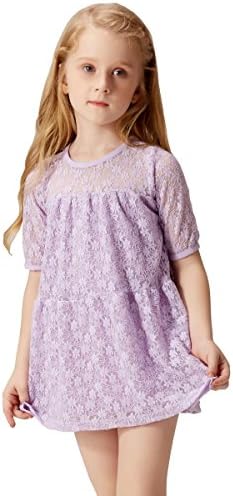 BILIBAYA Baby Girls Lace Dress Short Sleeve(Size 4)