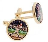Gold plated 1920's baseball player cufflinks with presentation box. Made in the U.S.A
