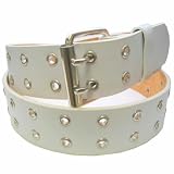 MENS/WOMENS WHITE TWO METAL ROW PUNK LEATHER BELTS