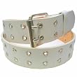 MENS/WOMENS WHITE TWO METAL ROW PUNK LEATHER BELTS