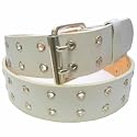 MENS/WOMENS WHITE TWO METAL ROW PUNK LEATHER BELTS