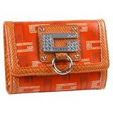 Women's Naomi Orange Signature Printed Synthetic Leather Tri-Fold Wallet: Orange Tri-Fold Wallet