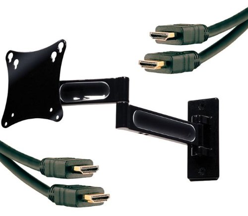 Paramount by Peerless Articulating Wall Arms for 10 To 22 Inches  LCD Screens (Gloss Black) with 2 6ft HDMI Cables