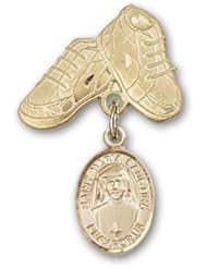 Gold Filled Baby Badge with St. Maria Faustina Charm and Baby Boots Pin