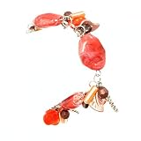 Review The Tribeca Gift Company  / Acrylic Beaded Charm Bracelet with Leaves Red