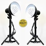 Opteka PSK50 (2 Pack) Personal Table Top Studio Lighting Kit Includes: 2 x 30 Watts Fluorescent Light-Bulbs, 2 x light Stands, 2 x Photo Reflectors with Light Holders