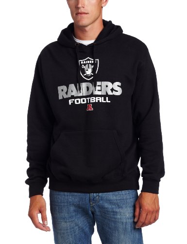 NFL Men's Oakland Raiders Critical Victory V Long Sleeve Hooded Fleece Pullover (Black, X-Large)