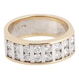 14K Two Tone Gold 7/8 ct. Machine Set Diamond Wedding Band (F-G Color, VS1 Clarity)