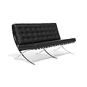 Barcelona Loveseat Sofa by Mies van der Rohe - Black Leather (tr seat)