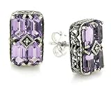 Sterling Silver Oxidized Filigree Amethyst Earrings