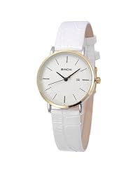 Ultra-thin Genuine Leather Band Quartz Analog Watch Wristwatch Timepiece for Women - White SWWM2-254647
