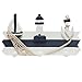MyGift Nautical Design Wall-Mounted Wood 3-Hook Coat Rack, Storage Organizer