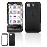 Samsung Omnia i910 Cell Phone Black Rubber Feel with White Diamond Protective Case Faceplate Cover