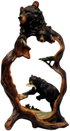 Bear Carved Cutaway Tabletop Scenery Figure Bust, Sculpture Decoration, 12-inch