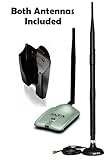 2000mW 2W 802.11g/n High-Gain USB Wireless G / N Long-Range WiFi Network Adapter With Original Alfa Screw-On Swivel 9dBi Rubber Antenna with magnetic base and Suction cup Window Mount dock *Strongest on the Market*