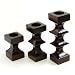 Set of 3 Handmade Chic Wooden Candleholders With Wave Design And Rich Mahogany Finish