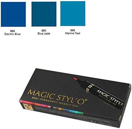 Bundle of 3 Items: Magic Stylo Semi Permanent Makeup Pen (Blue Jade, Electric Blue, &amp; Marine Teal)