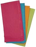 Aunt Martha's Bright Collection Dinner Napkins, Set of 4, Fuchsia, Orange, Lime And Turquoise