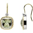 14K White Gold Prasiolite and Diamond Earrings