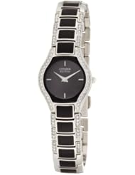 Citizen Womens EW9870-64E Eco-Drive Normandie Black Resin Watchand Bracelet Set