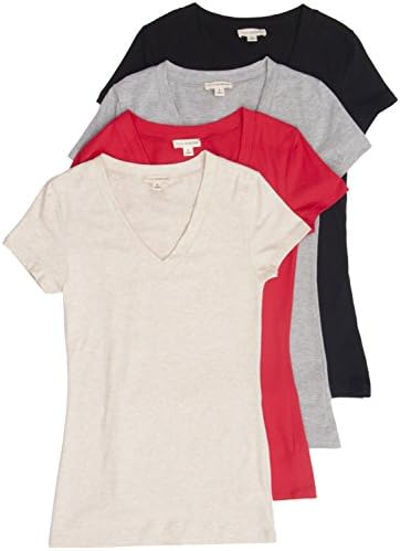 2 or 4 Pack Zenana Women's Basic Short Sleeve V-Neck T-Shirts
