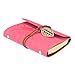 Towallmark(TM)Vintage Notebook, Leaf Leather Cover Loose Leaf Blank Journal Diary Book (Hot Pink)