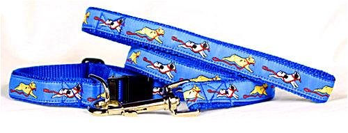 Designer French Bulldog Dog Leash - Blue French Bulldog Leash - Four Feet Long - Made in USA