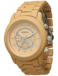 Unisex Geneva Boyfriend Chronograph Style Link Watch - Matte Tan