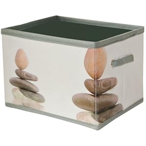 Boite Panier Rangement Pliable Deco Nature Zen Galets Bambou Eau