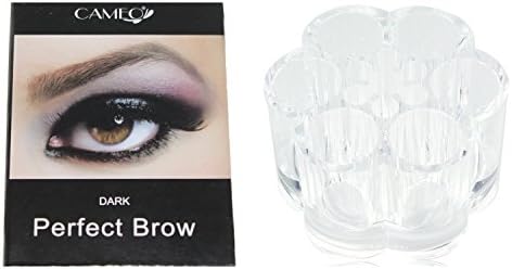 Cameo Cosmetics Perfect Brow- Dark Brown Eyebrows with Clear Acrylic Flower Cosmetic Organizer