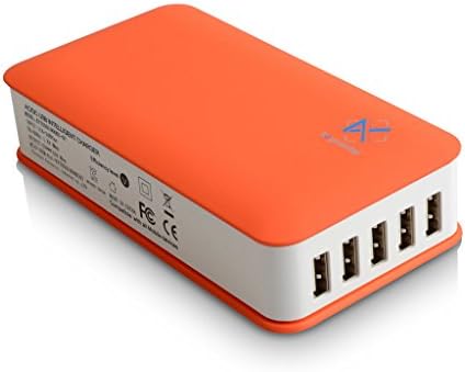 Keyuantai (50W 5-Port USB Charging Hub) 5V 10A High Speed Multi-Port USB Charger with Intelligent Auto Detect Technology for iPhone, iPad, Samsung, Android and More (Orange)
