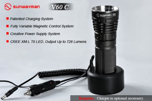  Sunwayman Rechargeable LED Flashlight With 728 Lumen Cree XM-L T6 - Sunwayman V60C 