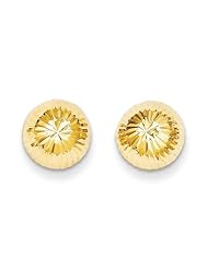 MadiK® Kids 14k Yellow Gold Polished & Diamond Cut 9mm Button Post Earrings