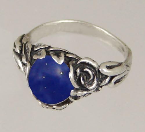 An Elegant Sterling Silver Gothic Ring Featuring Lapis Lazuli Made in America