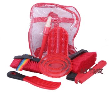 7-Piece Horse Grooming Kit Red