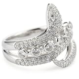 Nicky Hilton Sterling Silver Double Row Snake Ring, Size 7