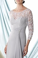 Full Length Lace Chiffon/Georgette Scoop Neck  Dress
