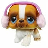 Hasbro - Poupées - Petshop Single B - le chien avec les caches oreilles rose