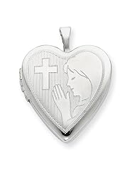 Sterling Silver 20mm Girls Communion Heart Locket 18" Necklace