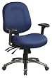 Multi-funtion Mid Back Chair with Seat Slider and Titanium Finish By Office Star (Grade A Fabric - Midnight Blue - 304)