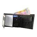 Geldb�rse Portemonnaie Geldbeutel echt Leder schwarz Querformat Neu