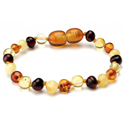 Genuine Natural Baltic Amber Baby Kids Teething Bracelet/Anklet Multicolour4 Baroque By Amber Corner