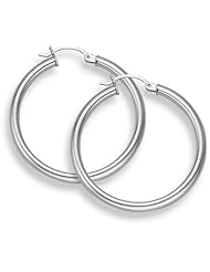 14K White Gold Hoop Earrings - 1 1/4" diameter (3mm thickness)