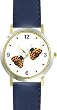 Two Lady Bugs with Spread Wings (Lady Bug or Lady Bird) - Ladybug - JP Animal - WATCHBUDDY&reg; DELUXE TWO-TONE THEME WATCH - Arabic Numbers - Blue Leather Strap-Size-Large ( Men's Size or Jumbo Women's Size )